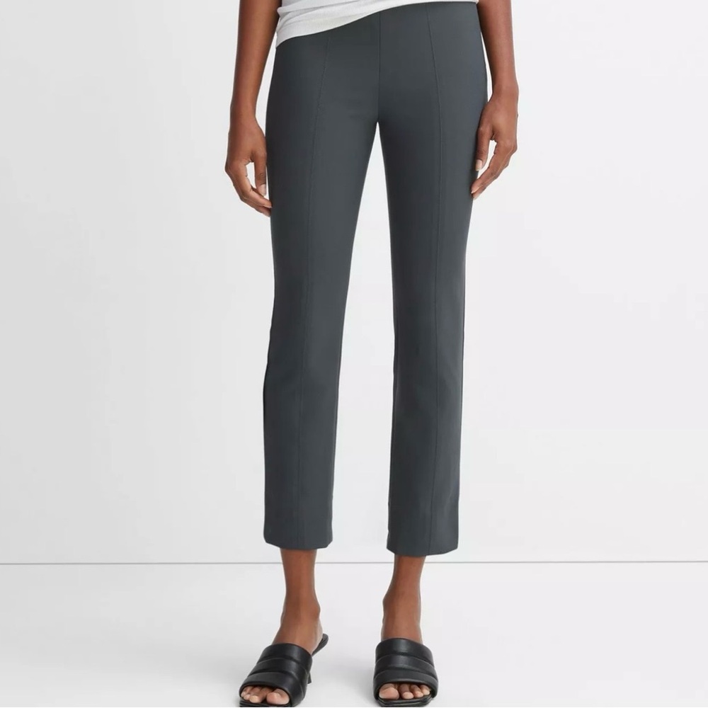 NWOT Vince Bobbi High-Rise Stitch-Seam Ponte Dark Grey Legging Pants, Size XS